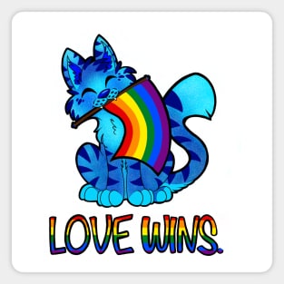 Love Wins Cat (Rainbow Flag) Magnet